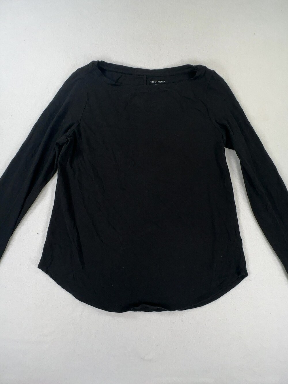 Eileen Fisher Bateau Neck Top Organic Cotton Black Women's Size XS